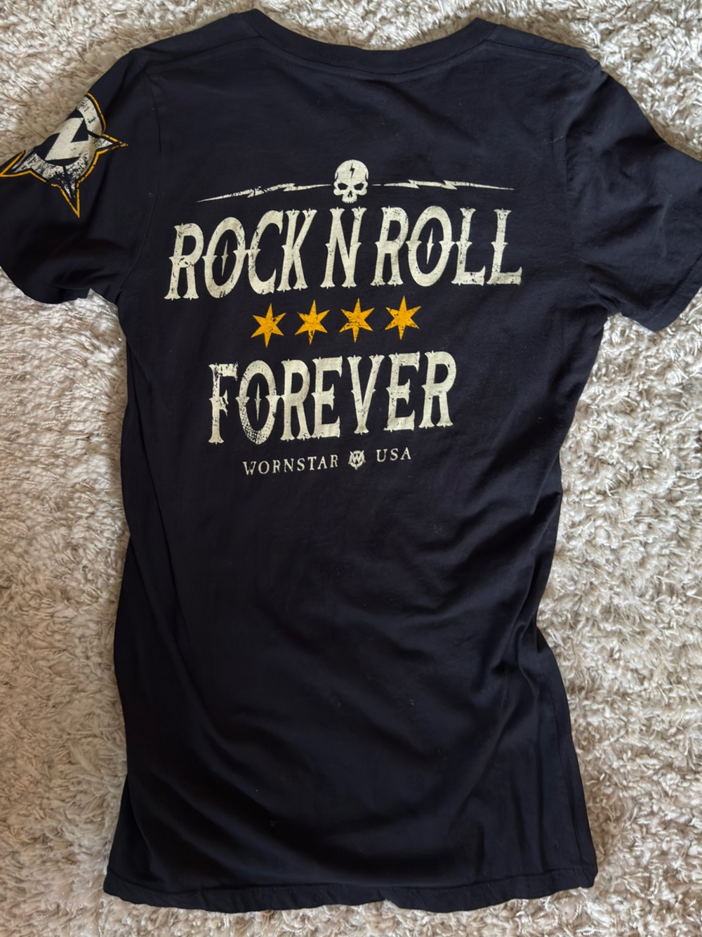 “Rock N Roll Forever” Skull Graphic Tee - by Wornstar - Picture 5 of 6